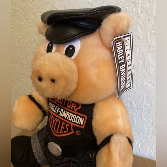 Harley Davidson Motorcycle Biker Plush Pig Hog 10 Inches 1993 with Tags - Picture 5 of 5